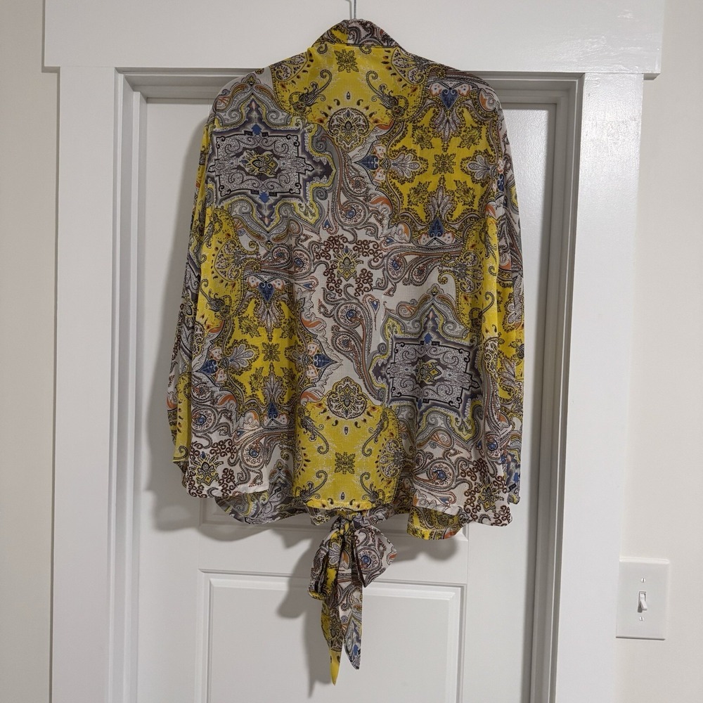 Love Yellow Blouse Boutique Size S/M Open In Front - Picture 2 of 5